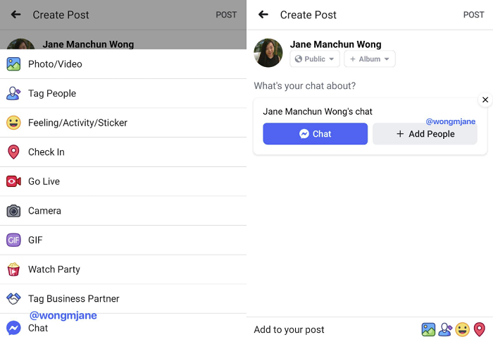 Facebook testa il Chat Post
Fonte: SocialMediaToday