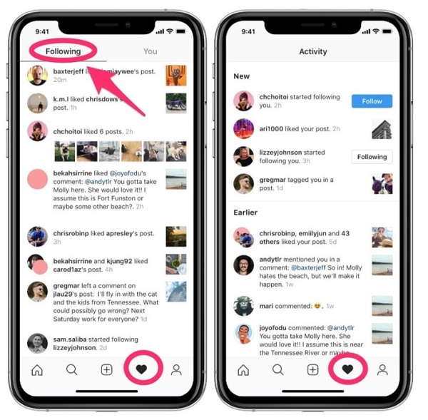 Instagram rimuove la Tab seguiti