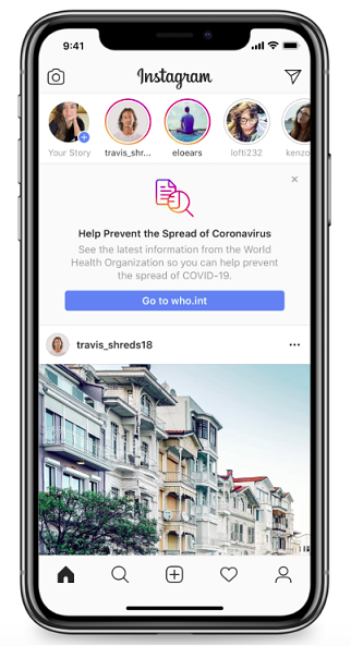 Instagram posiziona sul feed pannelli informativi e stoppa l'utilizzo di alcuni effetti AR correlati al coronavirus