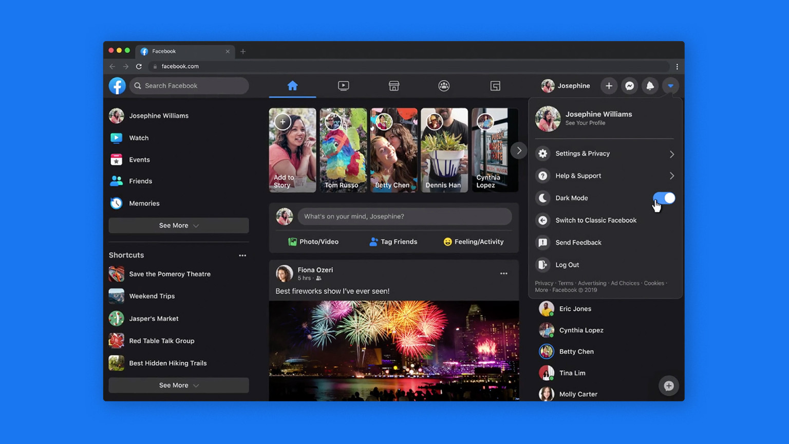 facebook dark mode