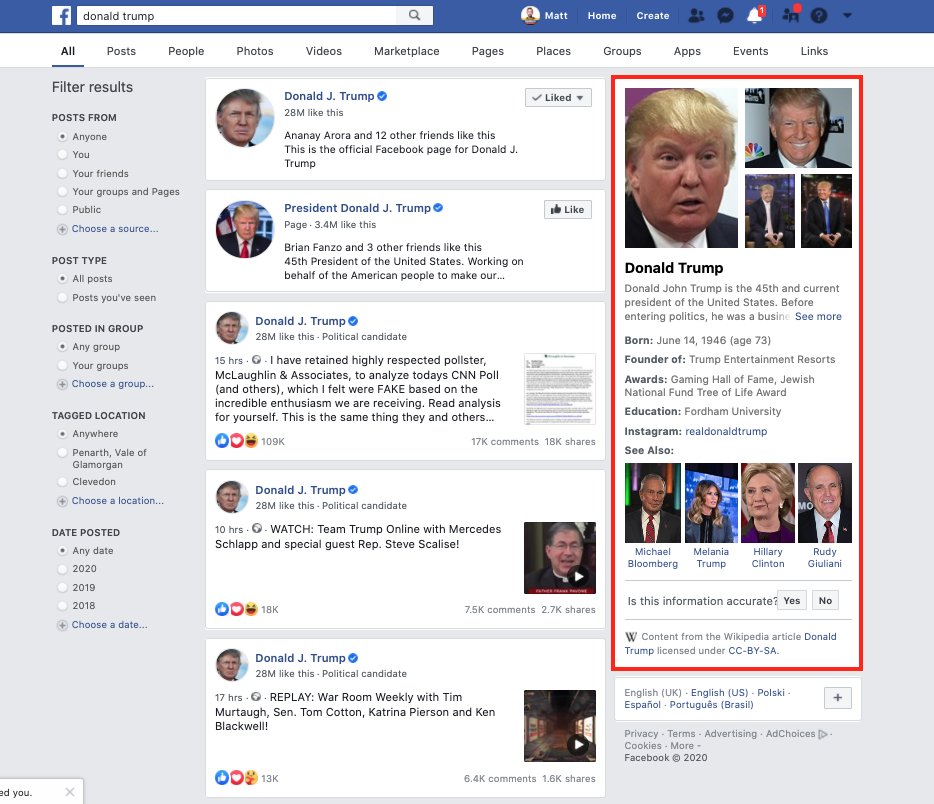 knowledge panel facebook wikipedia