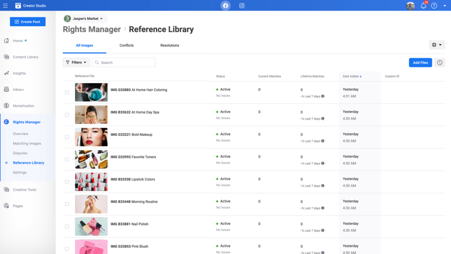 Rights Manager facebook copyright tool