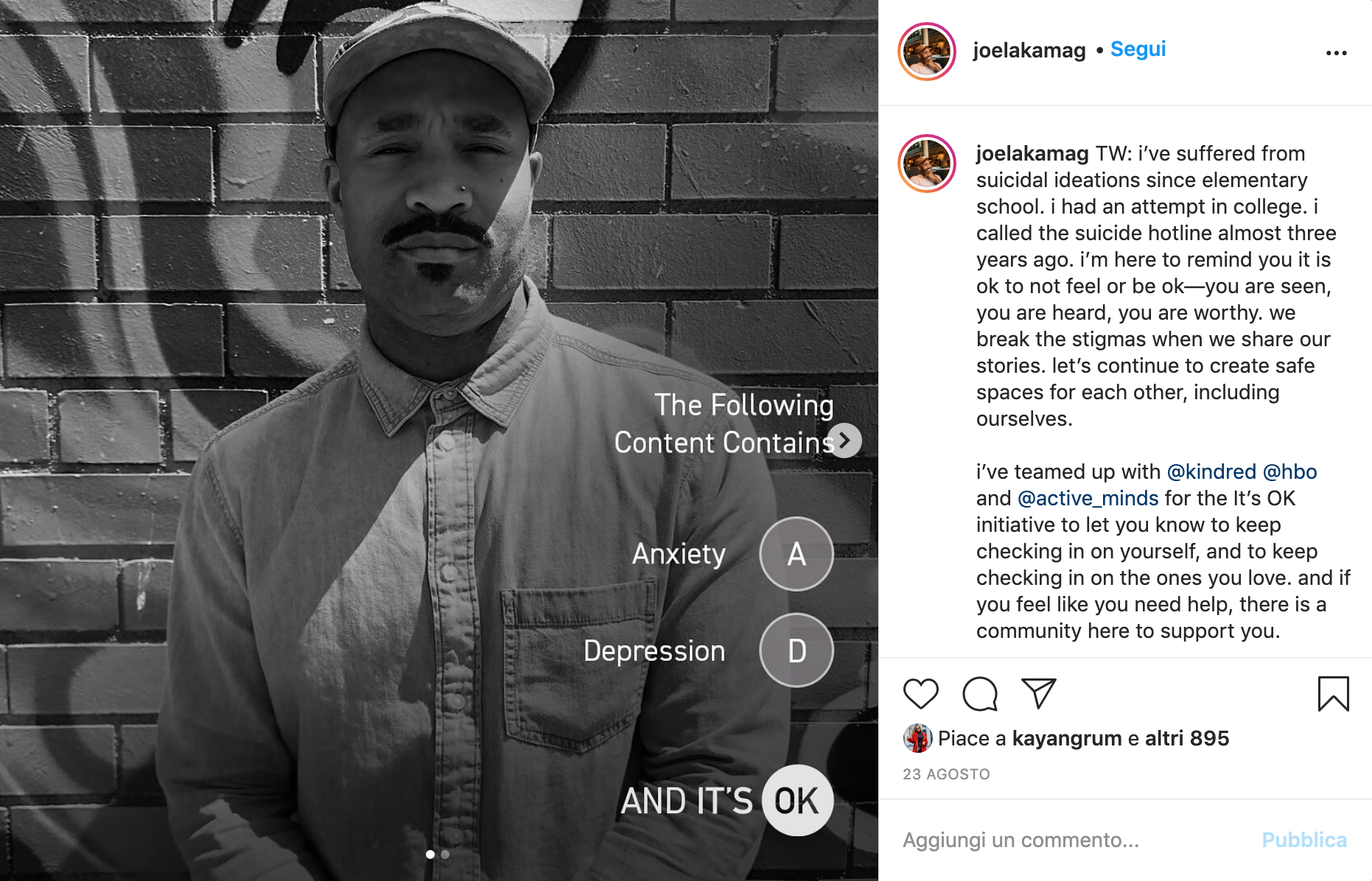 Influencer parla della sua esperienza dopo aver seguito il corso "Mental Health 101"
