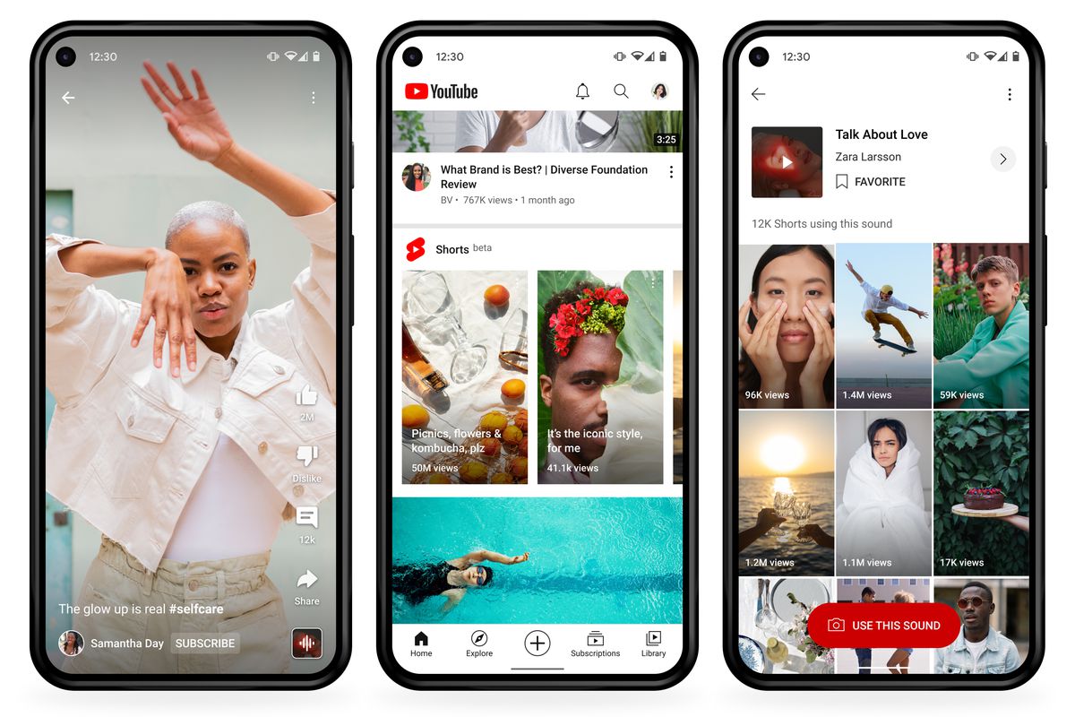 Interfaccia applicazione Youtube Shorts